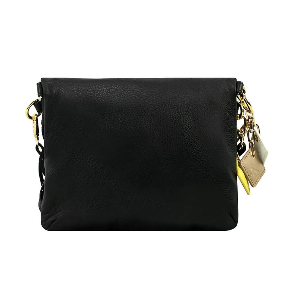 Flamingo Leather Fringe Bag - Midnight Black