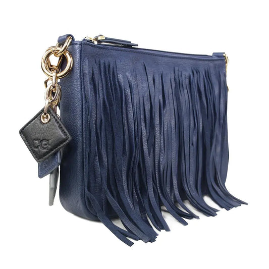 Willow Fringe Leather Handbag -Sapphire