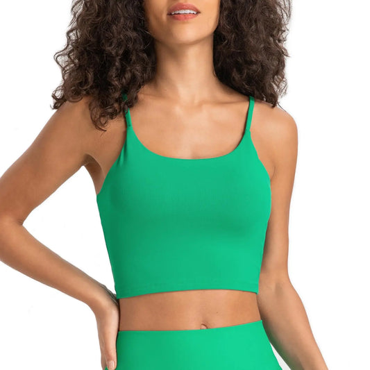 Lemedy Women Padded Sports Bra Fitness Workout Running Shirts Yoga Tank Top Small Green