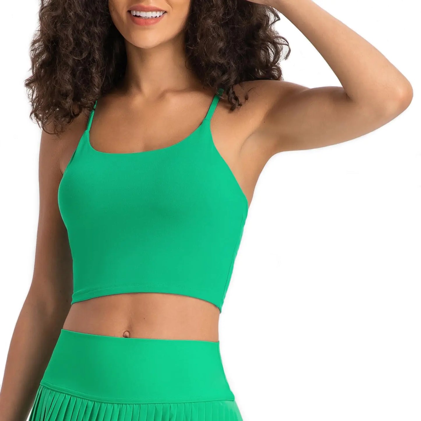 Lemedy Women Padded Sports Bra Fitness Workout Running Shirts Yoga Tank Top Small Green