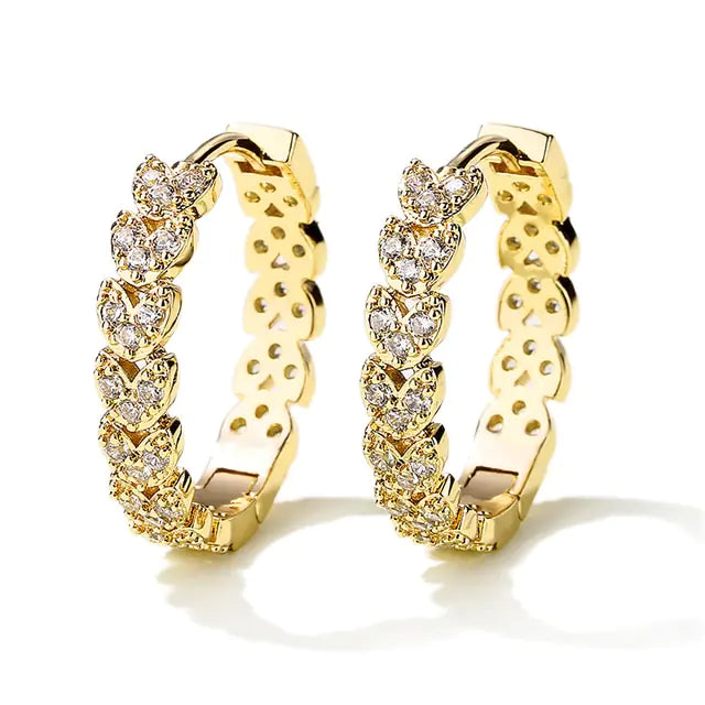 Gold Plated Zircon Cross X Hoop Earrings for Woman